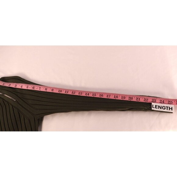 Ribbed Olive Green Zip-Angle Sweater M By INC International Concepts Size Medium - Picture 12 of 13